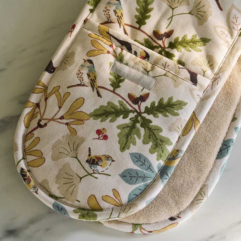 Sophie Allport Double Oven Glove - Printed Binding - Orchard Birds image number 1